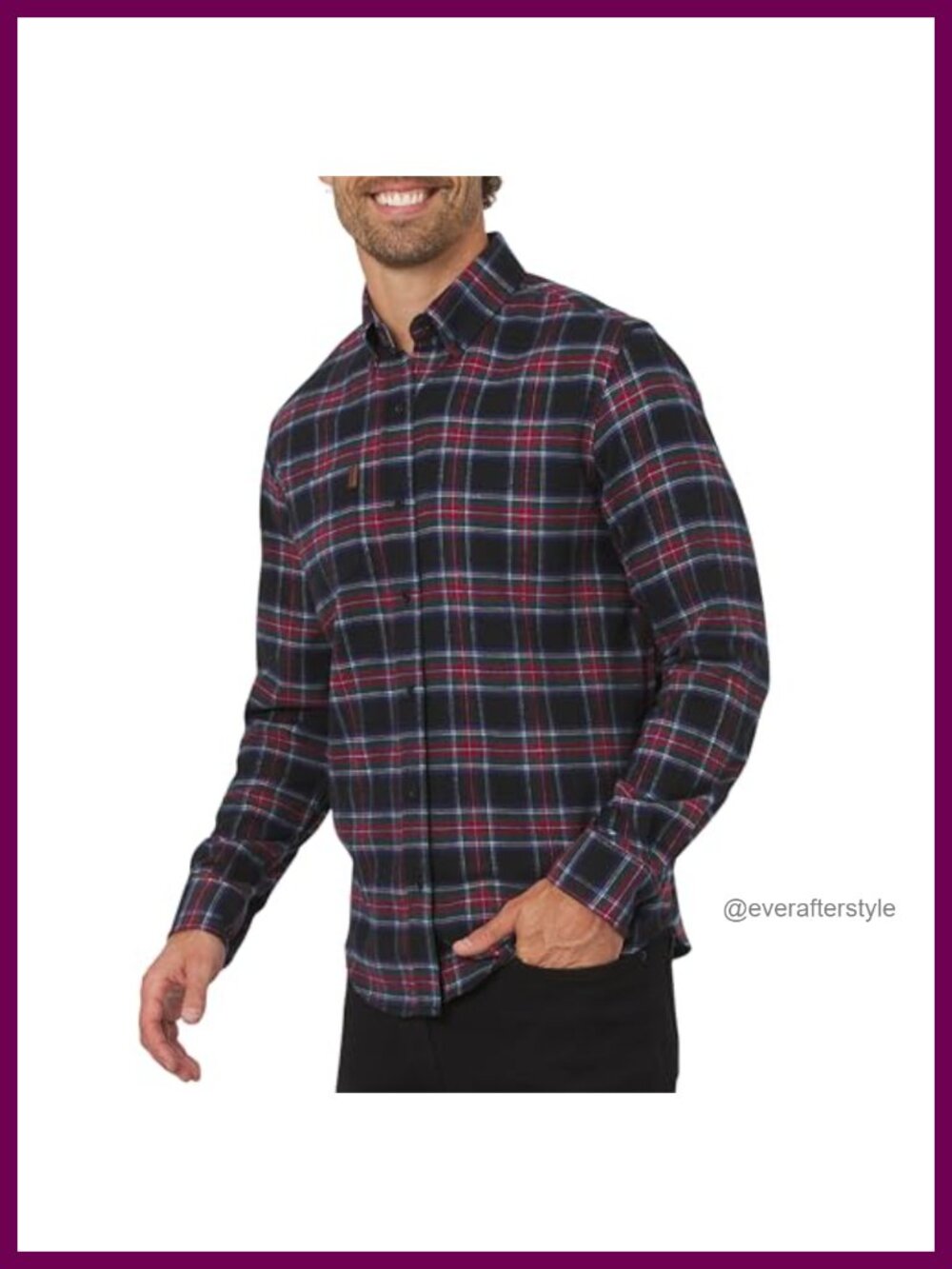 Men's Classic Fit Long Sleeve Button Down Stretch Flannel Casual Shirt